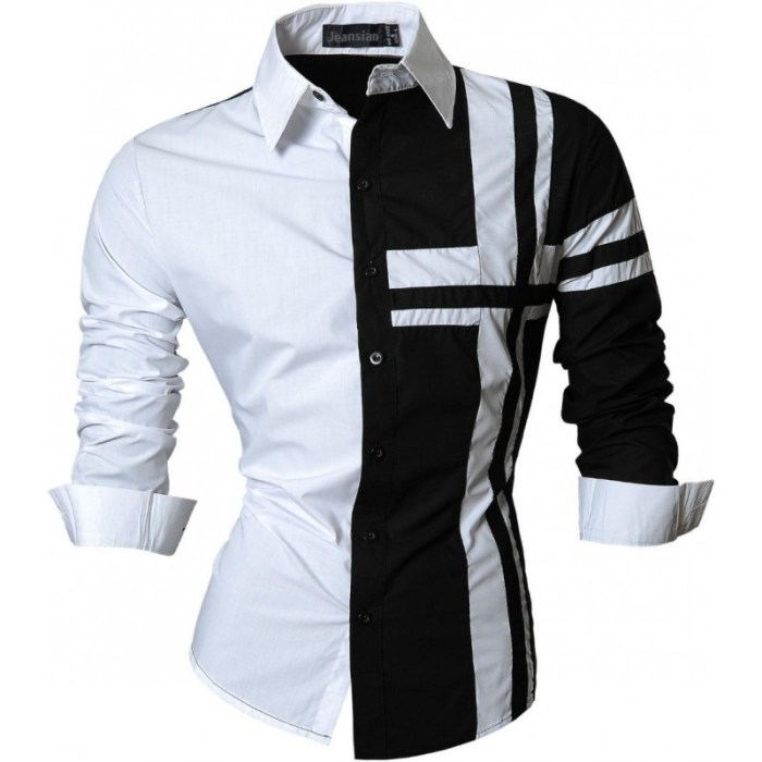 Mens black and white dress shirt